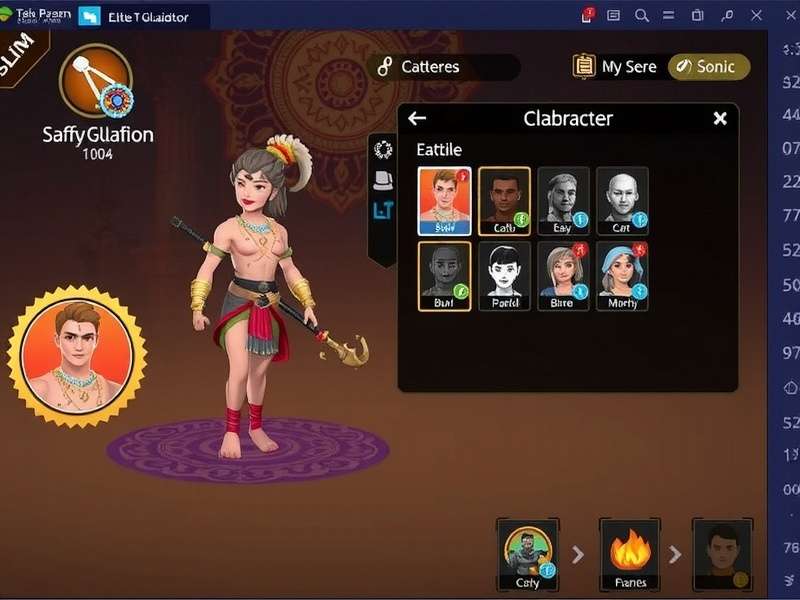 Elite Saffron Gladiator gameplay screenshot showing character battles
